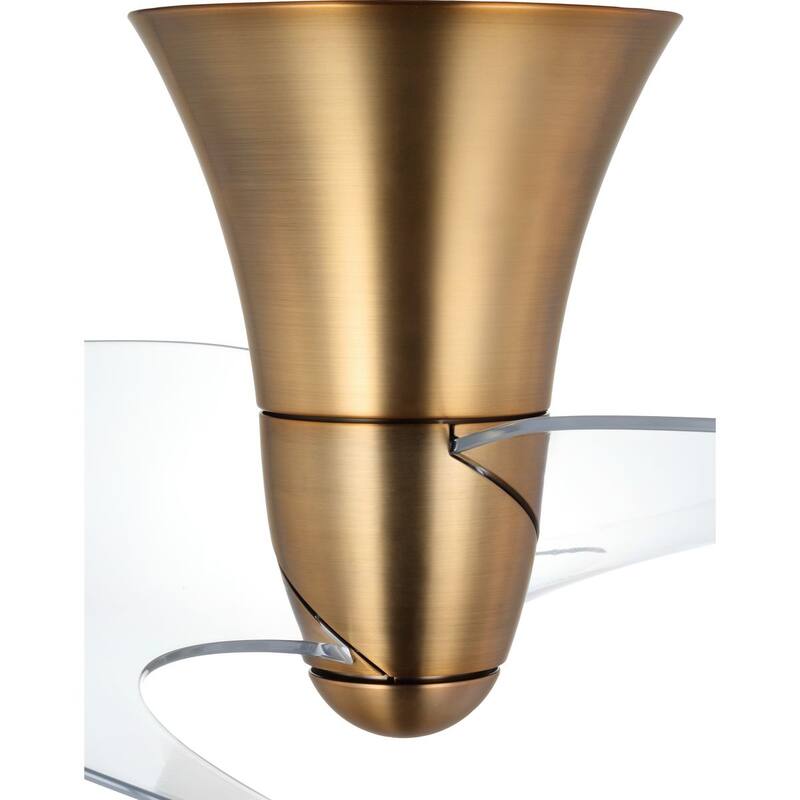 Beal Collection 33.19-in. Two-Blade Vintage Brass Modern Ceiling Fan with Clear Blades - 33.19 in x 33.19 in x 13.94 in