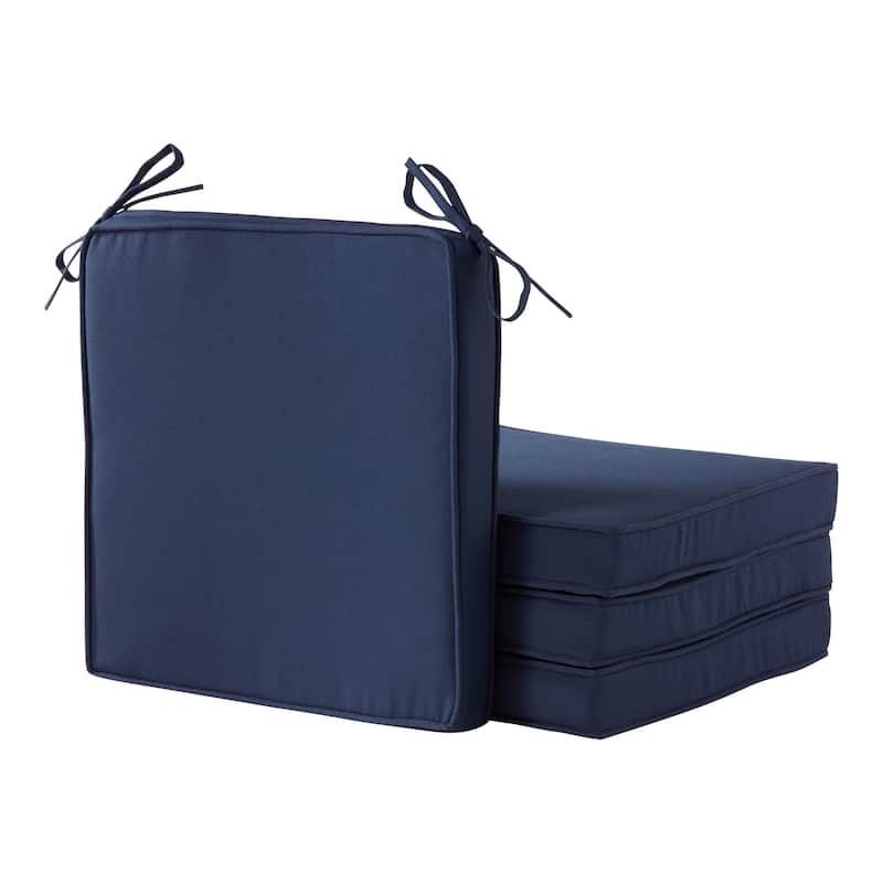Greendale Home Fashions 18-Inch Square Outdoor Chair Pad (4-Pack) - Navy