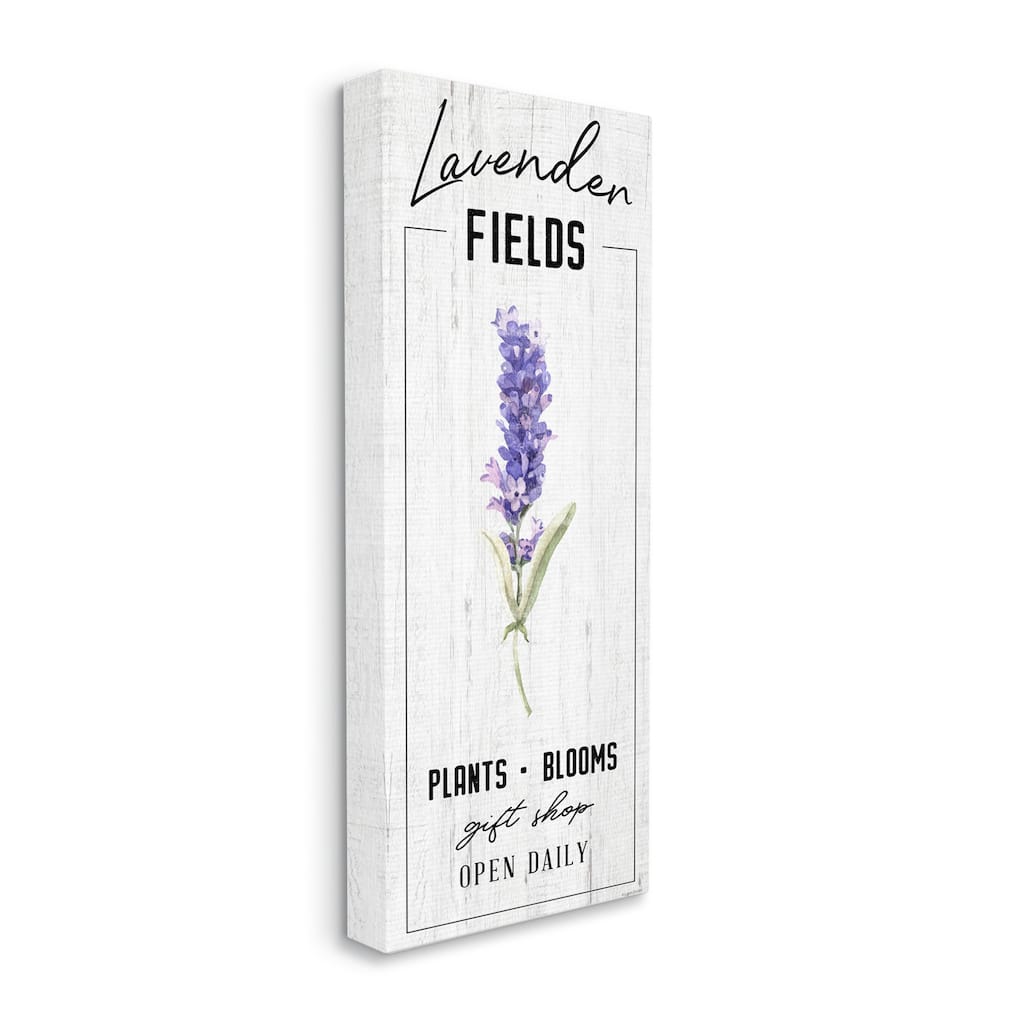 Stupell Lavender Fields Purple Farm Florals Gift Shop Sign Canvas Wall Art - Grey