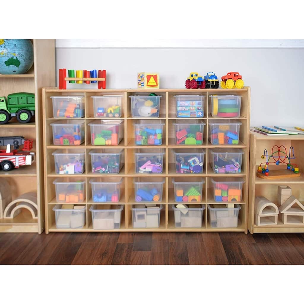 Contender 25 Cubby Tray Storage Cabinet, Kids Toy Storage Organizer for Kindergarten, Preschool Art and Craft Supplies