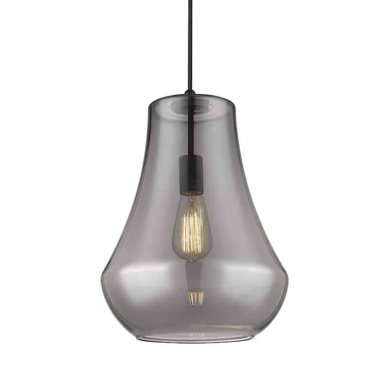Innovations Lighting 491-1P-16-12 Fairfield Pendant Fairfield 12" Wide - Matte Black / Plated Smoke