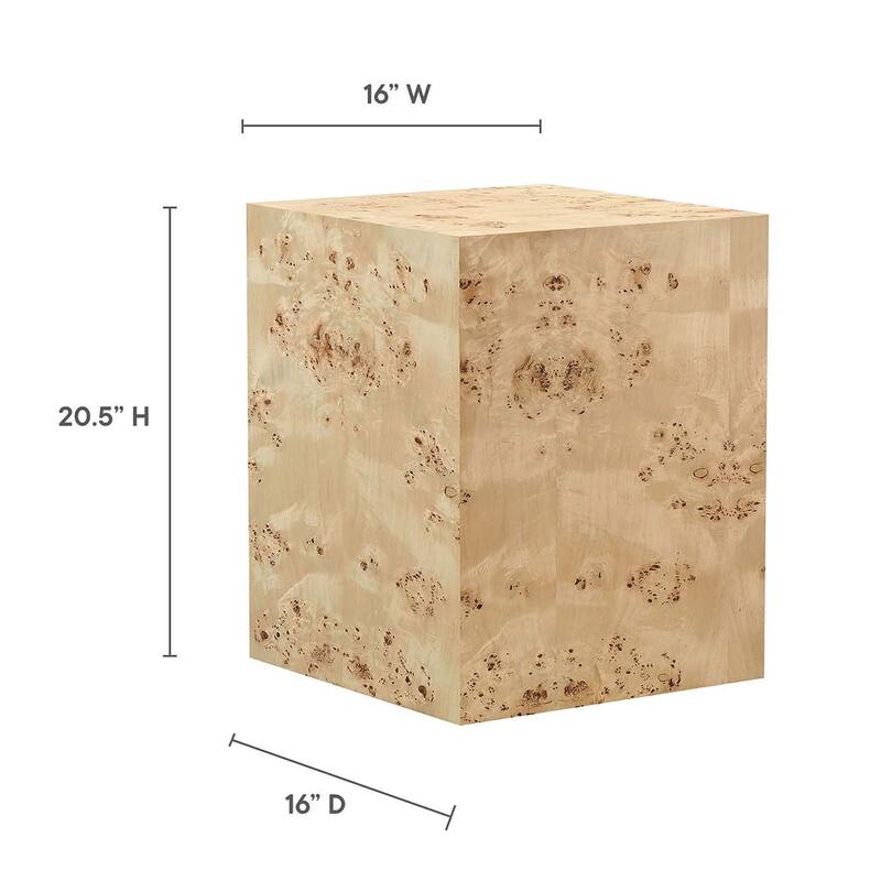 Penrod Mid-Century Burl Wood Square Accent Table
