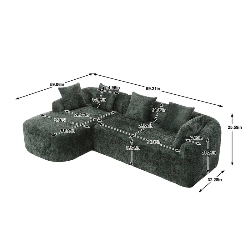 Living Room Oversized Comfy Boucle Sofa