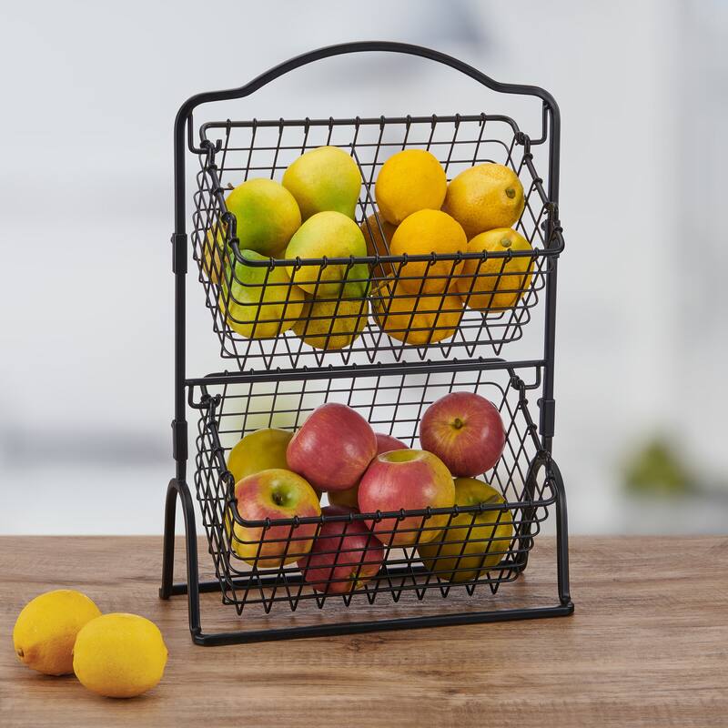 Gourmet Basics by Mikasa Grid Fruit Storage Basket 2 Tier