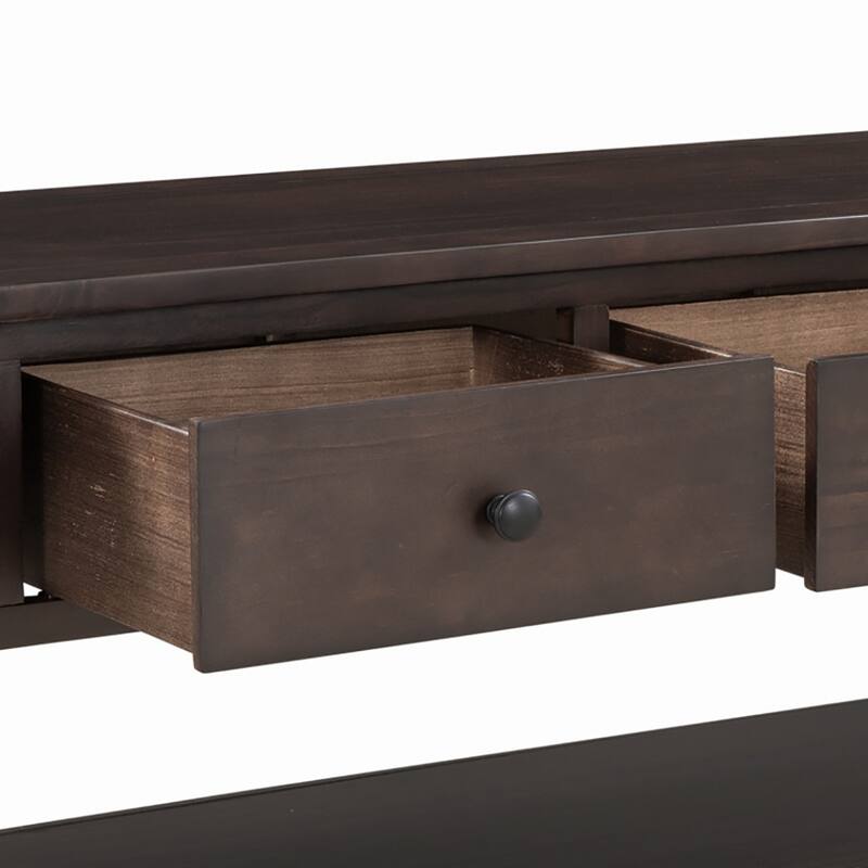 Minimalist Wooden Console Table with Black Circular Handles