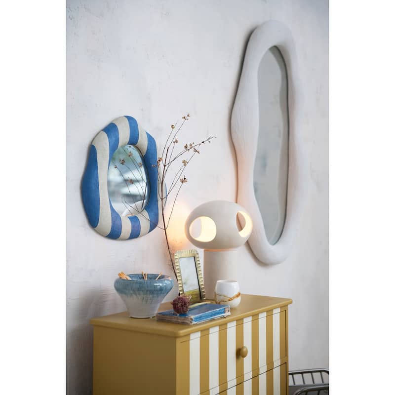 Resin Organic Shaped Wall Mirror with Debossed Lines - 23.25"L x 3.25"W x 40.5"H