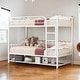 preview thumbnail 2 of 12, Luxury Twin over Twin Metal Bunk Bed with Shelf and Guardrails, Save Space or Separate into 2 Beds, Maximized Space, White