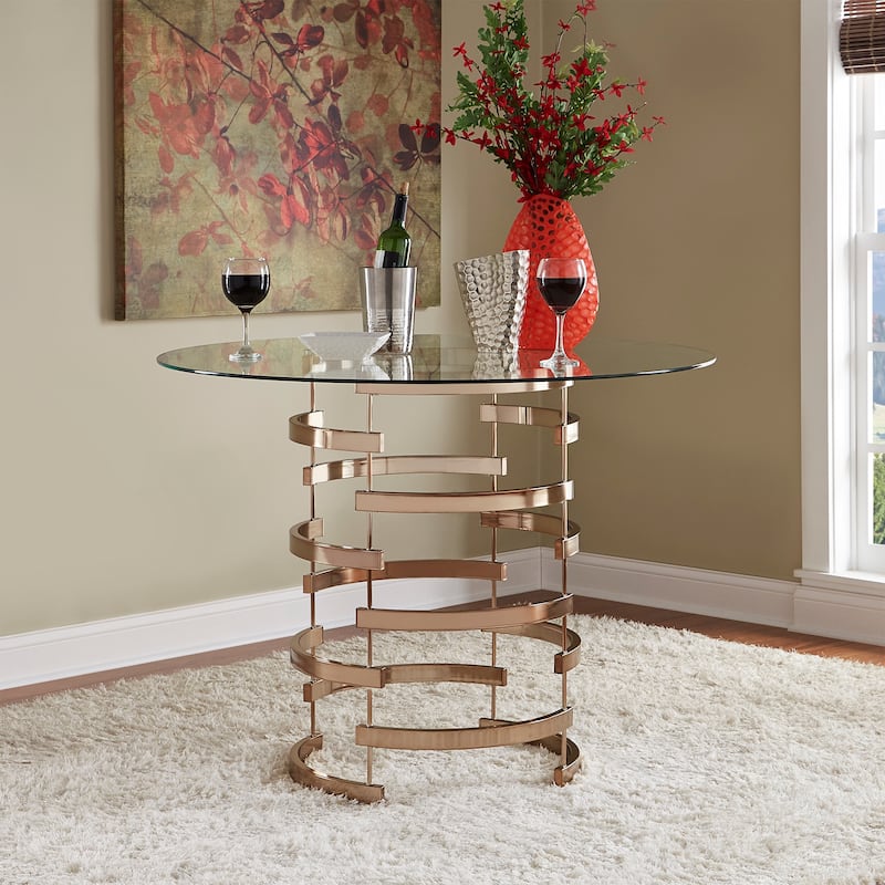 Nova Round Glass Top Vortex Iron Base Counter Height Table by iNSPIRE Q Bold