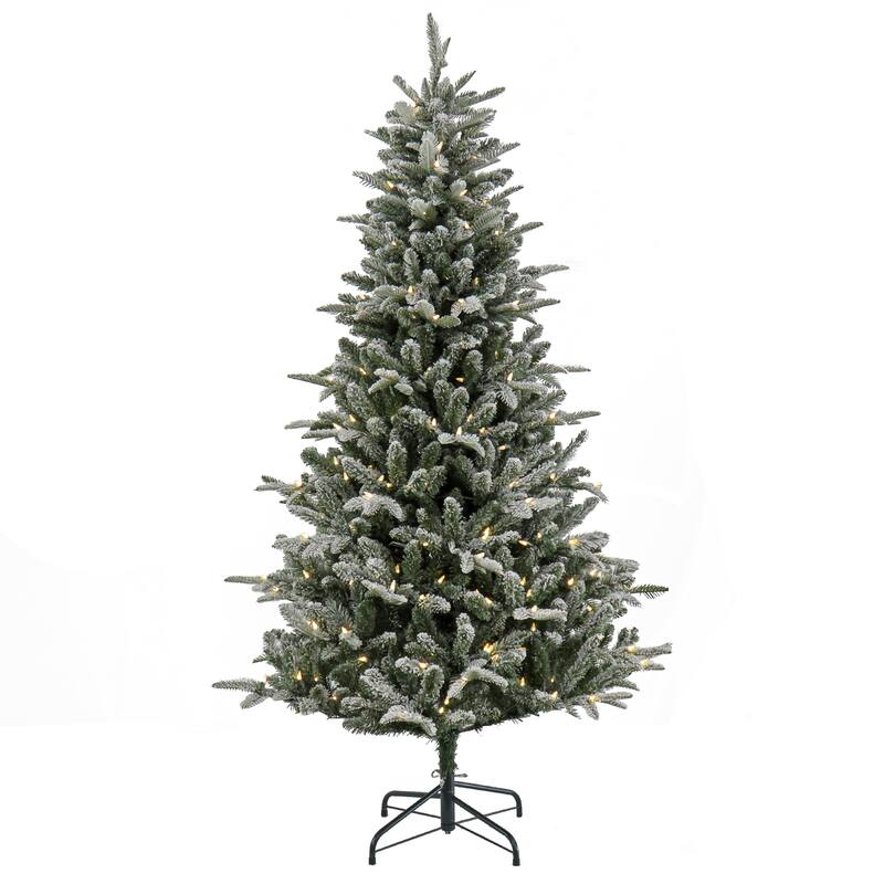 National Tree Company 6 ft. Pre-Lit Snowy Libby Fir Tree with LED Lights - 6 Foot