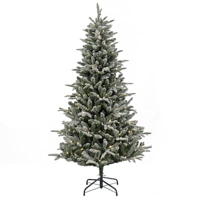 National Tree Company 6 ft. Pre-Lit Snowy Libby Fir Tree with LED Lights - 6 Foot