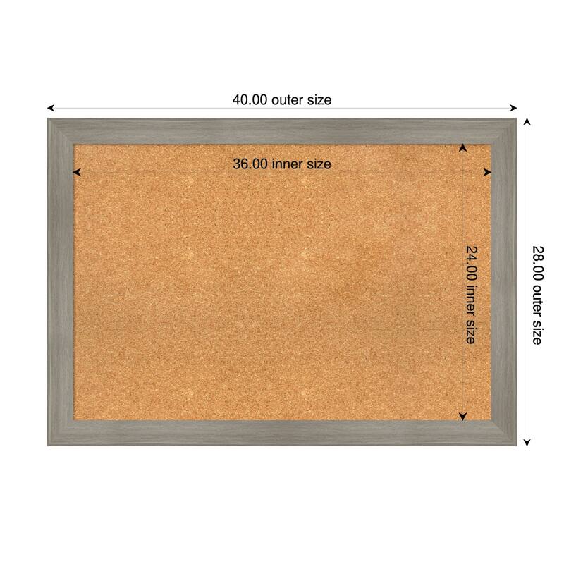 Grand Greywash Narrow Framed Cork Board - Bulletin Board, Organization Board, Pin Board - Natural - 40 x 28 in