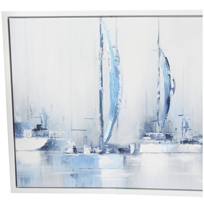 Canvas Sail Boat Framed Wall Art with White Frame - Blue - Roche River Decor