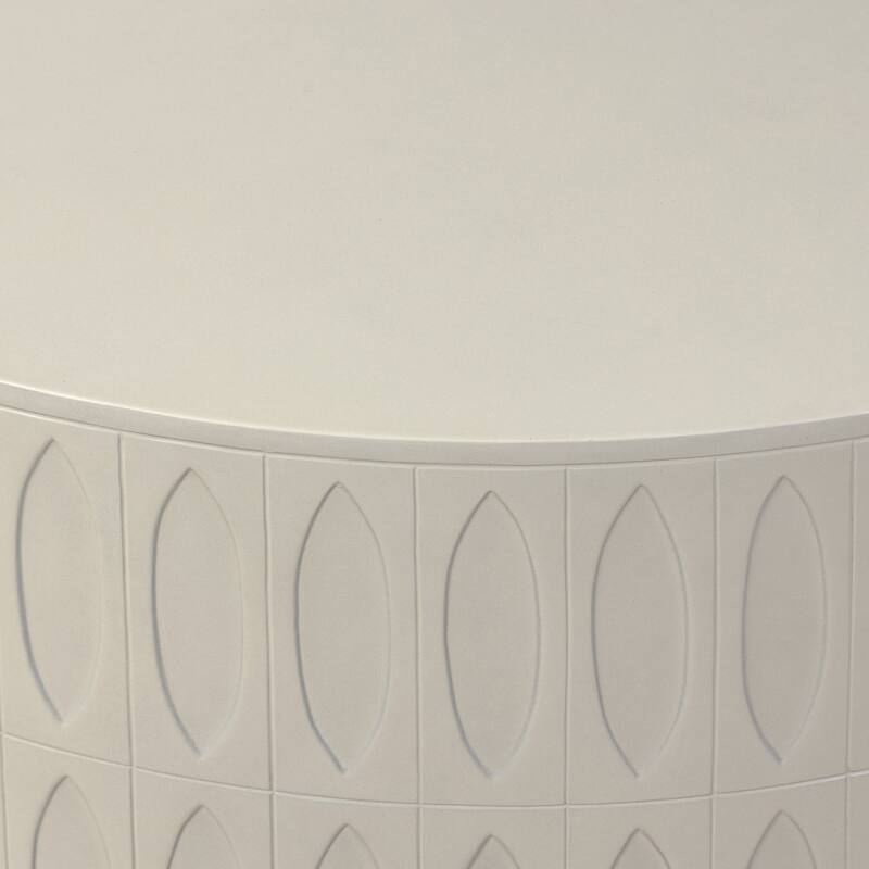 Boulder Drum Coffee Table-White Concrete - 42W x 42D x 16H