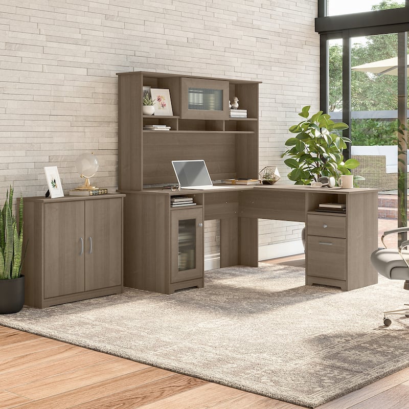 Cabot 60W L-Desk with Hutch and Storage Cabinet by Bush Furniture