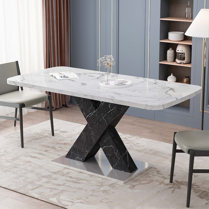 Modern Square Dining Table, Stretchable