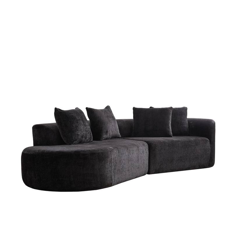 114" Chenille Deep-Seat Sectional Sofa with 4 Pillows