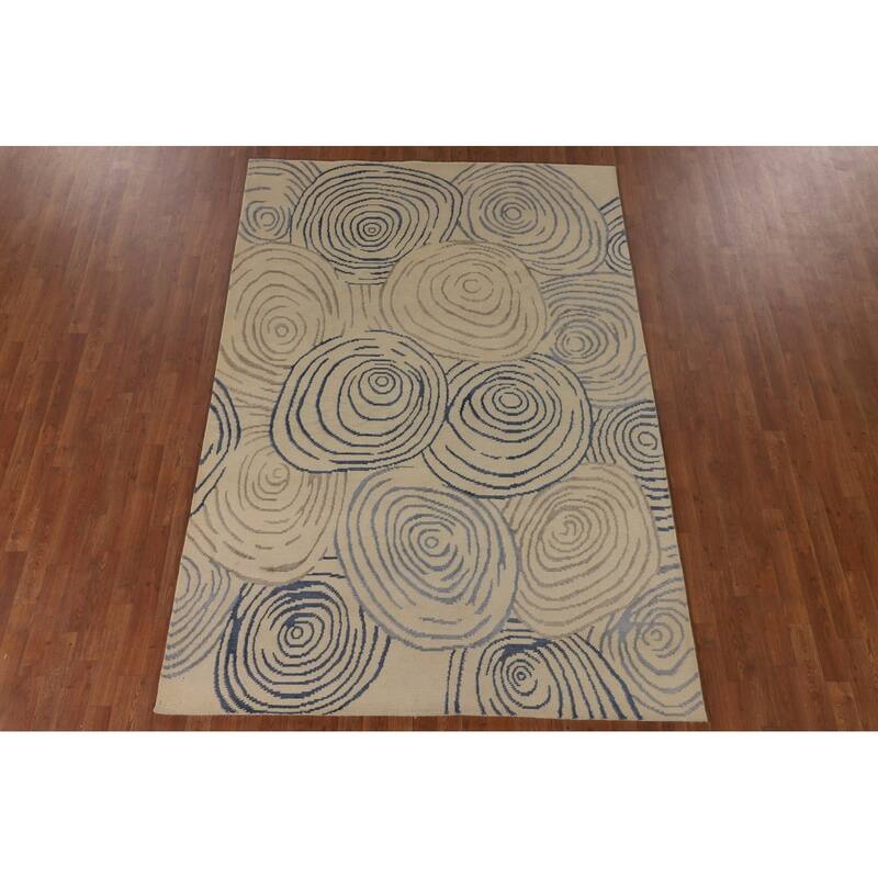 All-Over Gabbeh Oriental Area Rug Hand-Knotted Wool Carpet - 6'0" x 8'9"