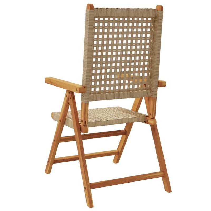 vidaXL Patio Chairs Garden Seating Furniture Solid Wood Acacia and Poly Rattan - 27.6 x 22.4 x 42.9
