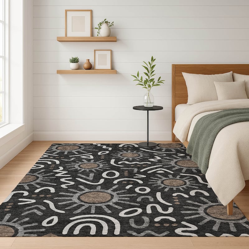 Machine Washable Indoor/ Outdoor Modern Sol Chantille Rug