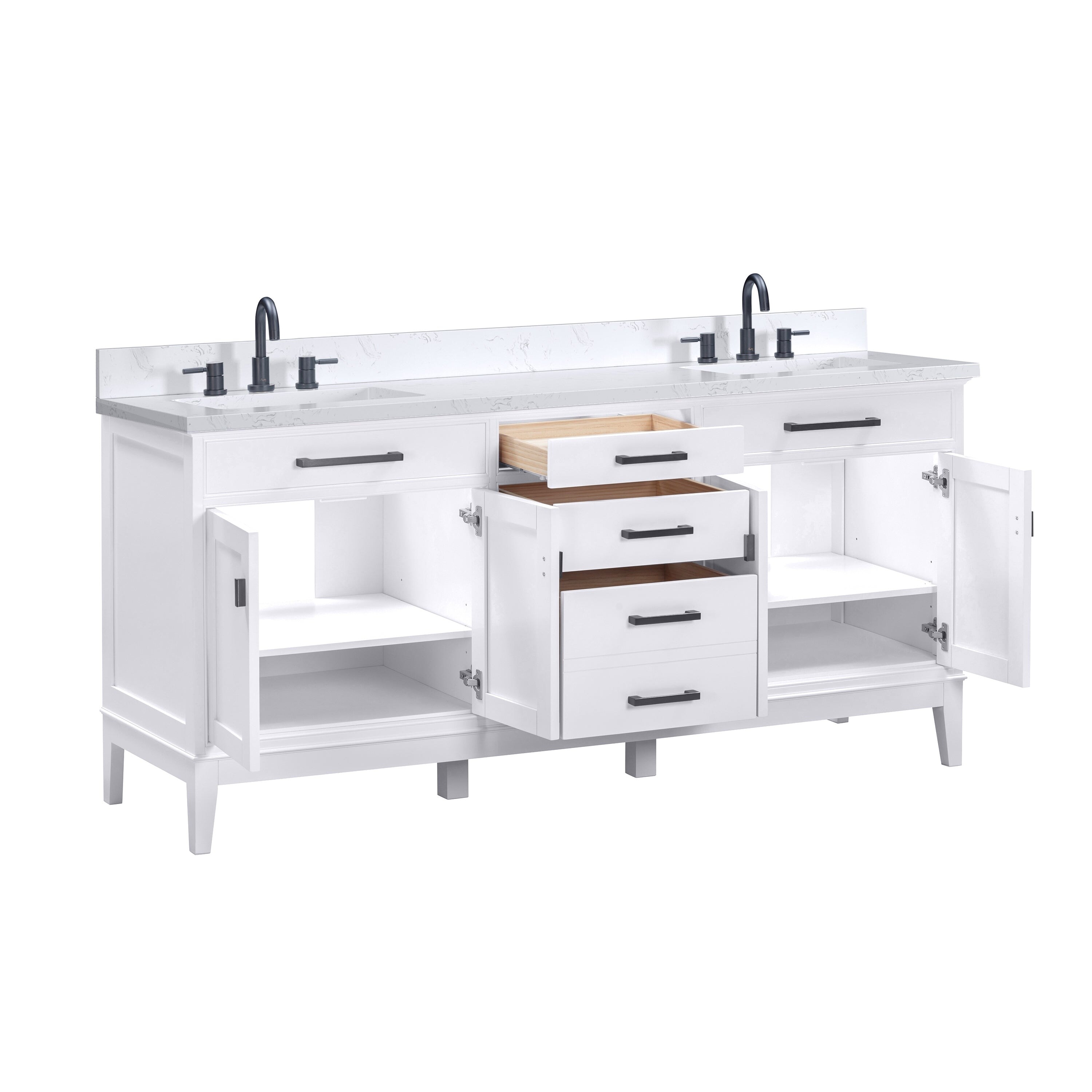 Madison 72 in. Double Sink Bathroom Vanity with Engineered Stone