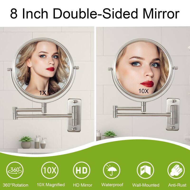8 inch Double-Sided Anti-Fog Wall Mounted Bathroom Mirror