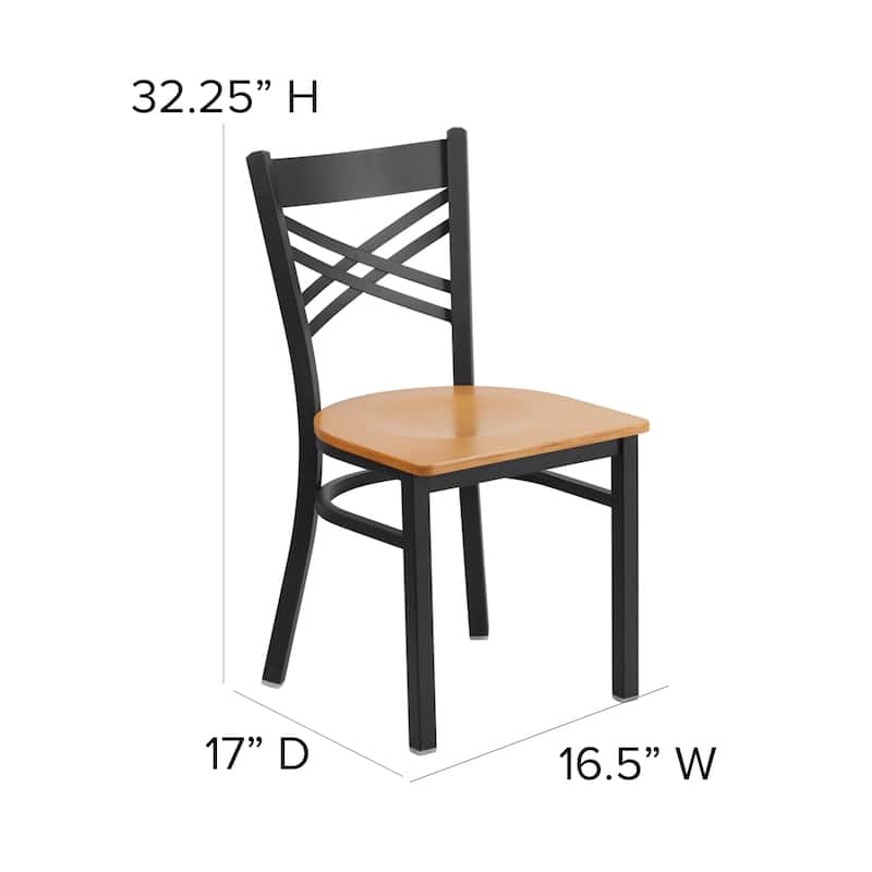 X'' Back Metal Restaurant Chair - 16.5"W x 17"D x 32.25"H - 16.5"W x 17"D x 32.25"H