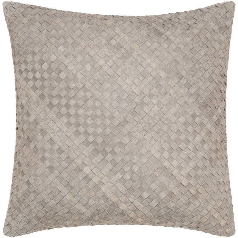 Breau Hair-on-hide Basketweave Throw Pillow - 22 x 22 Cover Only - Grey
