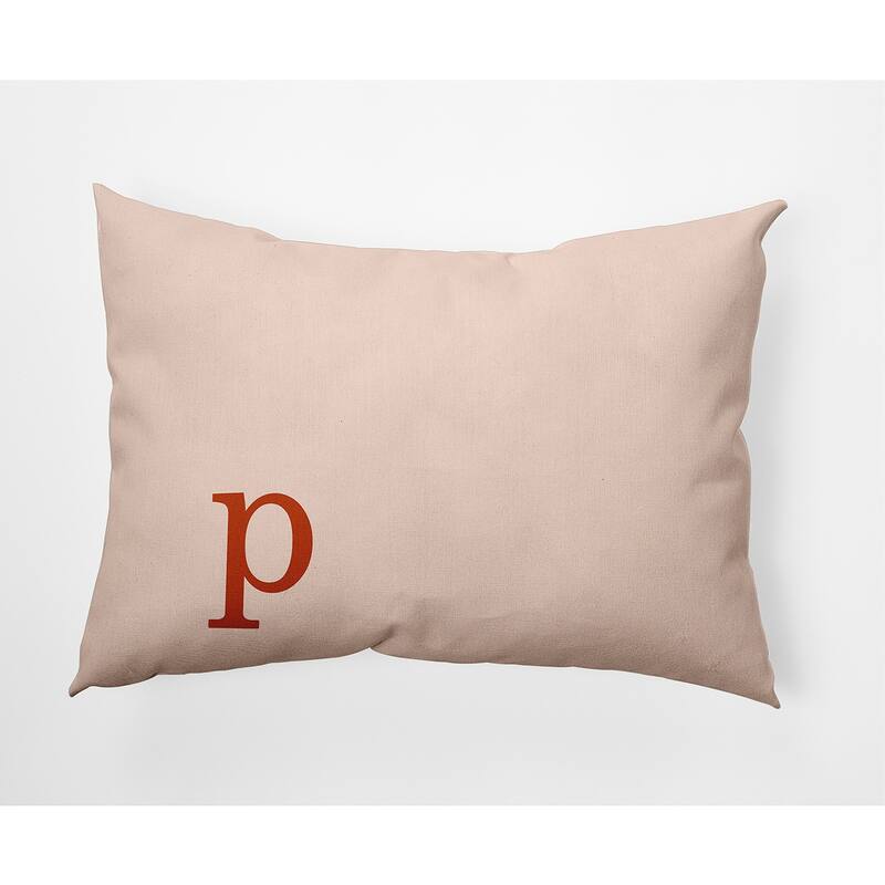 Modern Monogram Indoor/Outdoor Throw Pillow-P - 14" x 20" - Sienna