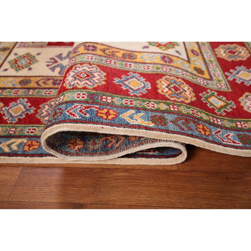 Beige Kazak Oriental Area Rug Handmade Wool Carpet - 5'2" x 6'9"