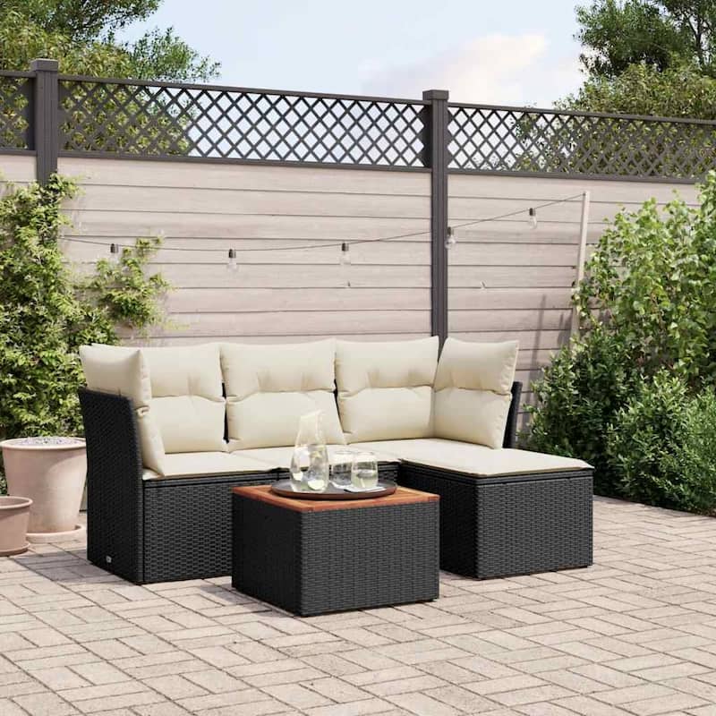 vidaXL Garden Sofa Set Black, Cream - 21.7 x 21.7 x 14.6