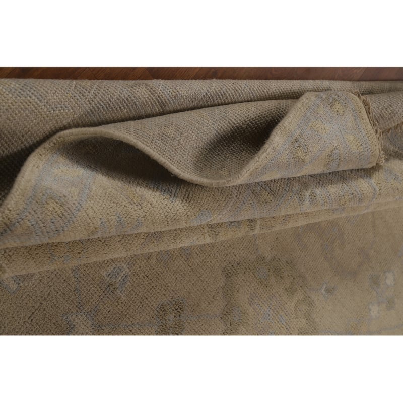 Earth Tone Oushak Area Rug Hand-Knotted Wool Carpet - 8'0"x 9'10"