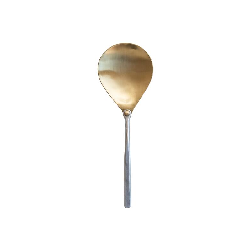 Brass Server with Hammered Aluminum Handle in Matte Finish - 7.5"L x 2.5"W x 0.3"H - 7.5"L x 2.5"W x 0.3"H - Gold - Service for 1 - 1 Piece
