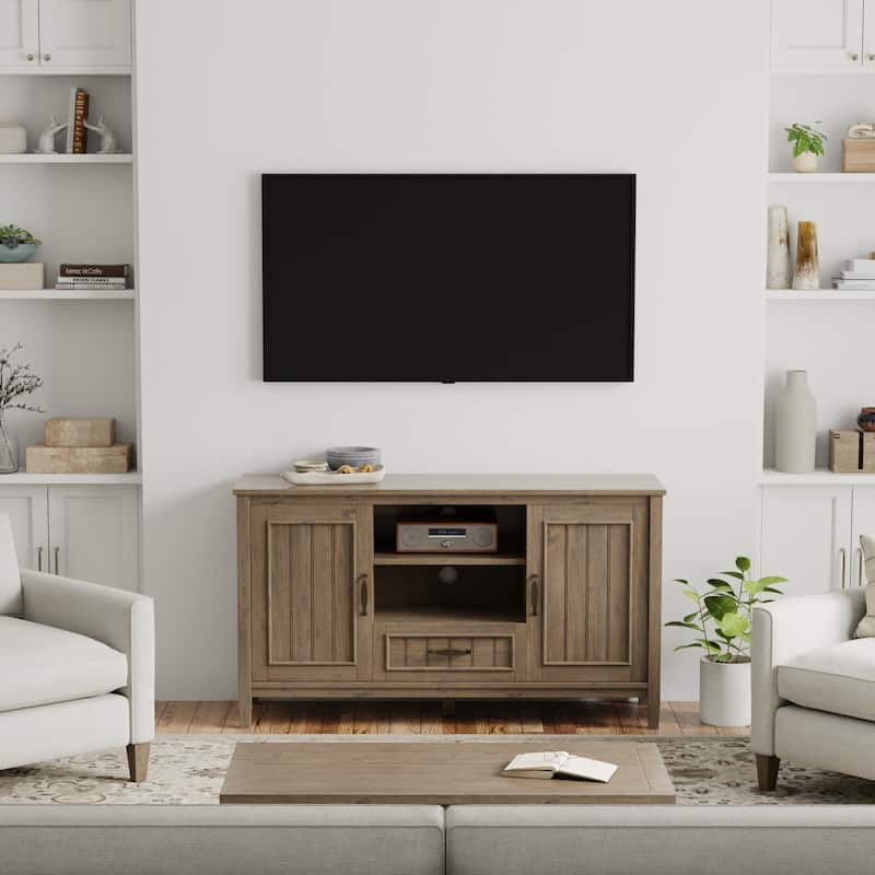 WYNDENHALL Rowan SOLID WOOD 53 inch Wide Contemporary TV Media Stand in Smoky Brown For TVs up to 60 inches - Smoky Brown