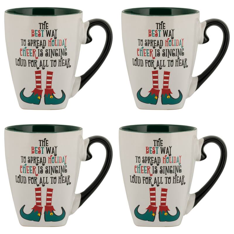 10 Strawberry Street Elf in Training Holiday Mug, Set of 4 - 4 Piece - "Elf in Training"
