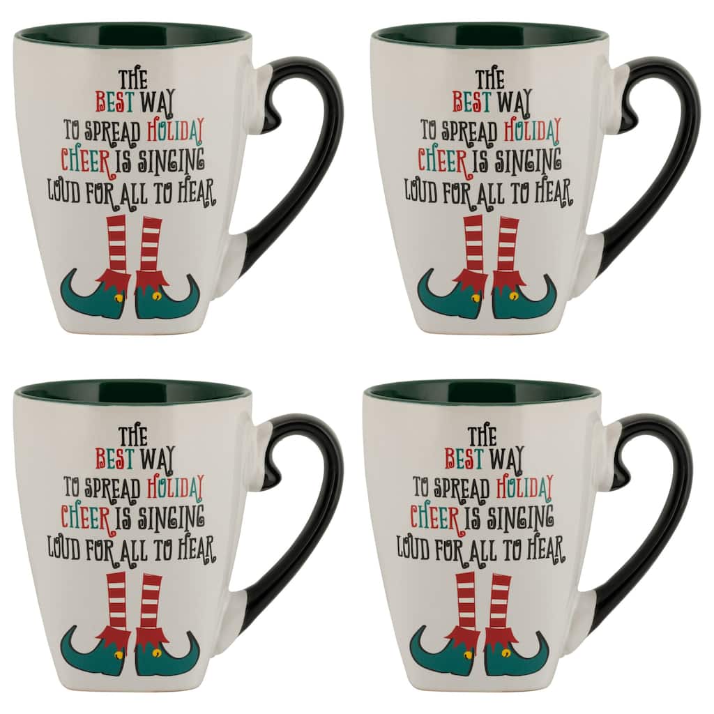 10 Strawberry Street Elf in Training Holiday Mug, Set of 4