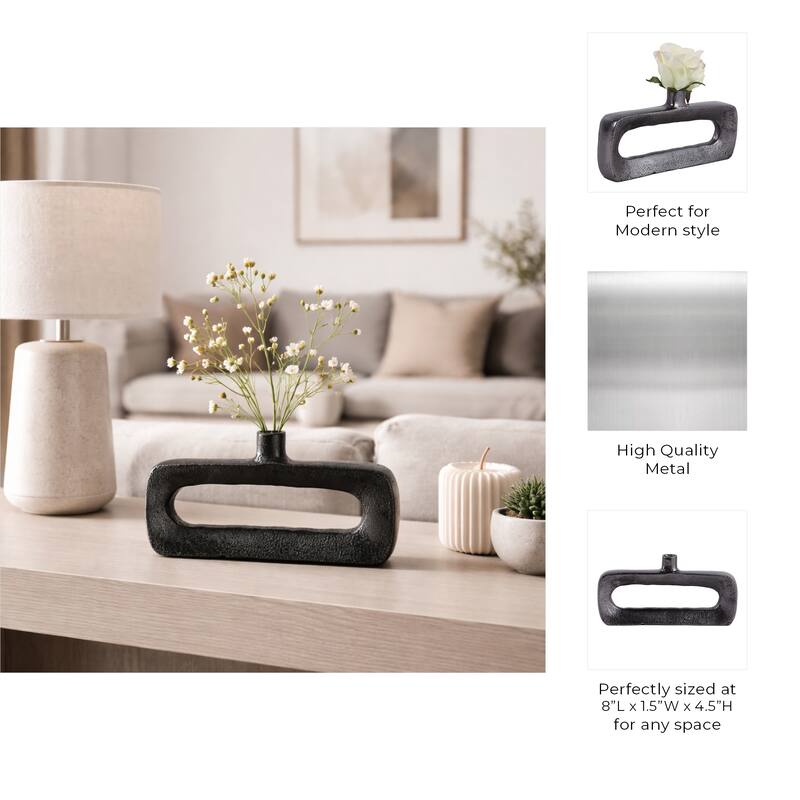 Modern Metal Open Cut Out Bud Vase - Short Flower Vase