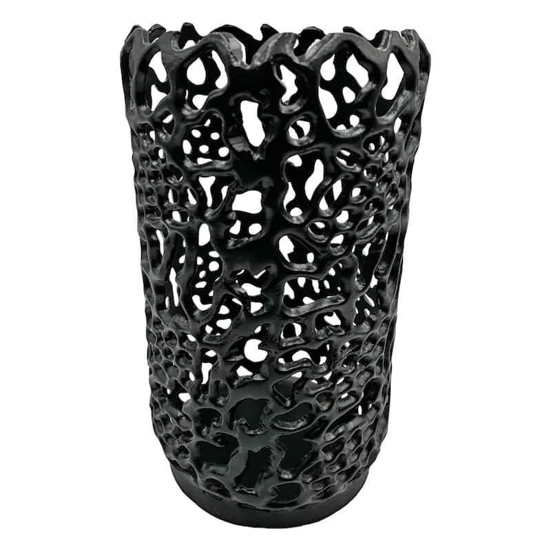 Decorative Handmade Aluminum Cylinder Hurricane Candle holder in Black
