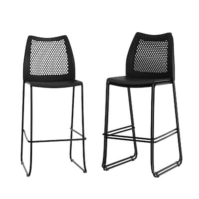 3 Pack Stackable Sled Base Barstool with Vented Back and Integrated Footrest - 19.75"W x 23.25"D x 44.25"H