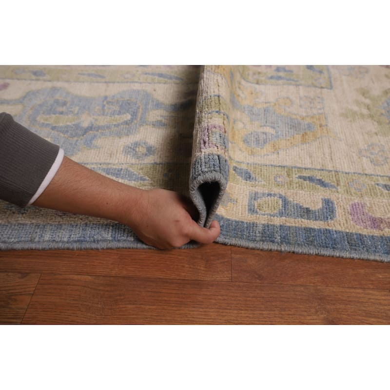 Vegetable Dye Blue Oushak Oriental Large Area Rug Handmade Wool Carpet - 10'5"x 13'8"