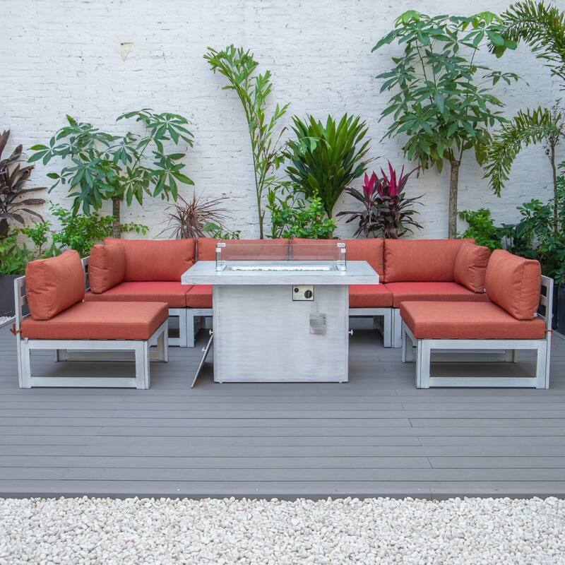 Chelsea Modern 7-Piece Aluminum Patio Conversation Set - Rust-Resistant, UV-Protected Cushions & Convertible Table Lid
