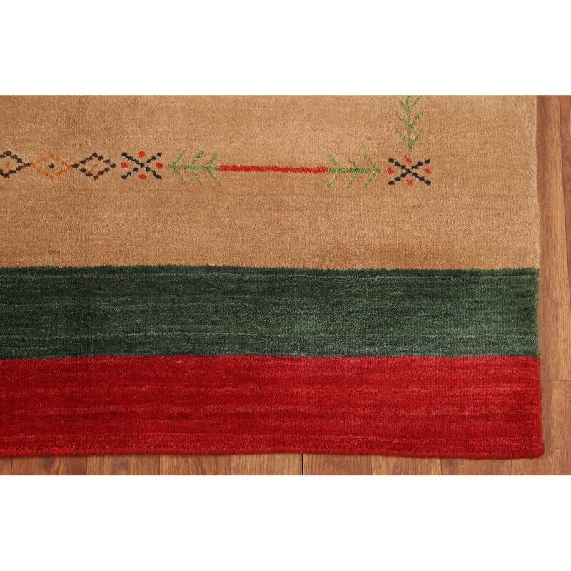 Striped Gabbeh Indian Foyer Rug Handmade Wool Carpet - 3'11"x 5'7"