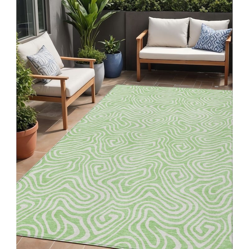 HomeRoots Abstract Transitional Rectangle Outdoor Rug - 5' X 8'