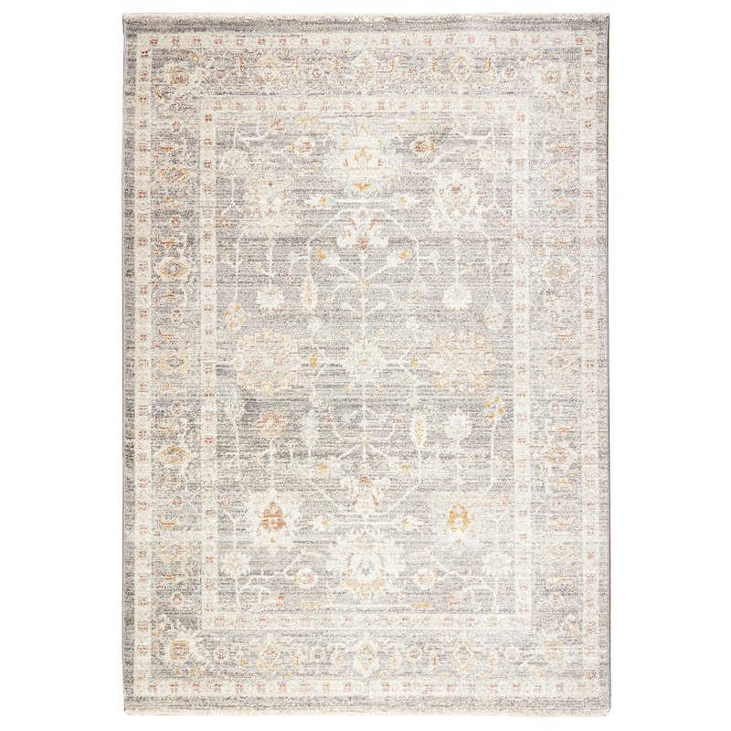 Terra by Obeetee Umbria Persian Border Rug - Cream/Onyx - 2' x 3'