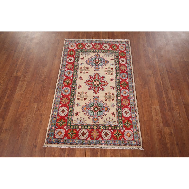 Kazak Oriental Foyer Rug Handmade Traditional Wool Carpet - 2'9" x 4'3"