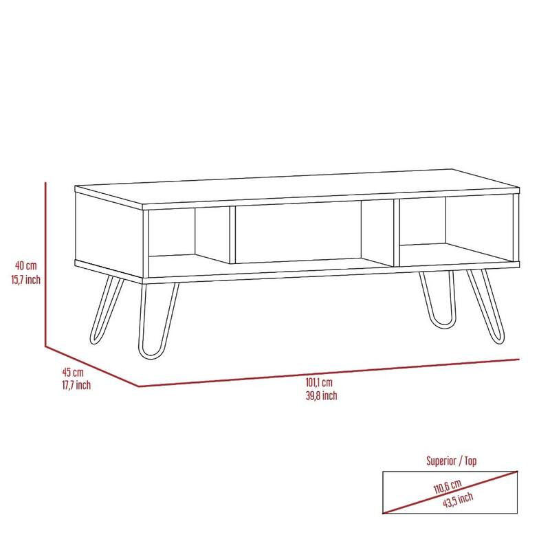 TUHOME Vassel Hairpin Leg Coffee Table with Open Shelves