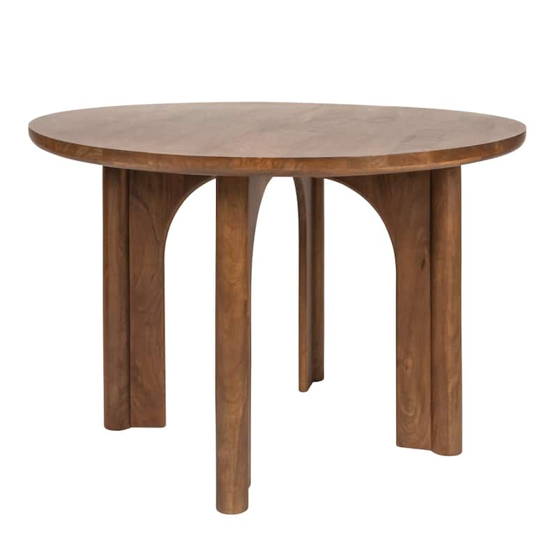 Mango Wood Dining Table with Arched Base - Walnut