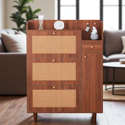 Modern Minimalist Shoe Cabinet, Slim MDF Entryway Storage with Metal Legs, Multi-Drawer Organizer for Nordic & Industrial Decor