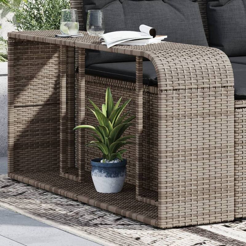vidaXL Storage Shelves Modular Shelving Unit Outdoor Furniture 2 Pcs Poly Rattan - 10.6 x 44.1 x 21.7 - Grey