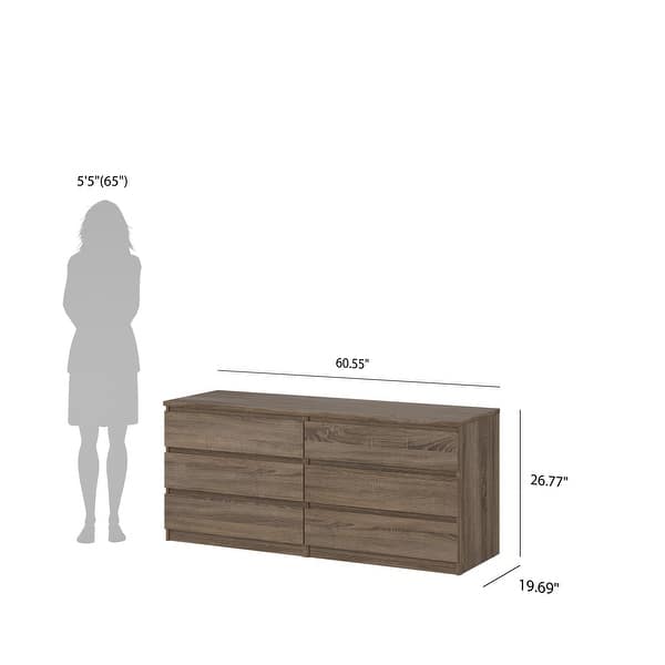 dimension image slide 9 of 13, Porch & Den McKellingon 6-drawer Double Dresser