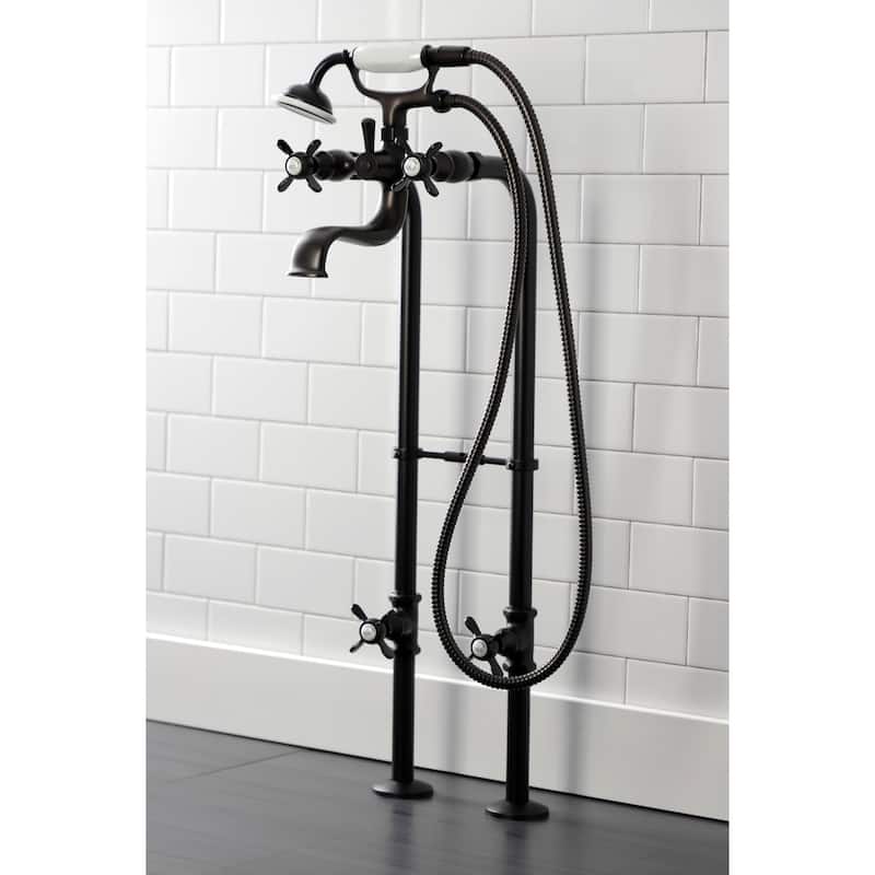 Essex Freestanding Clawfoot Tub Faucet Package with Supply Line in Matte Black